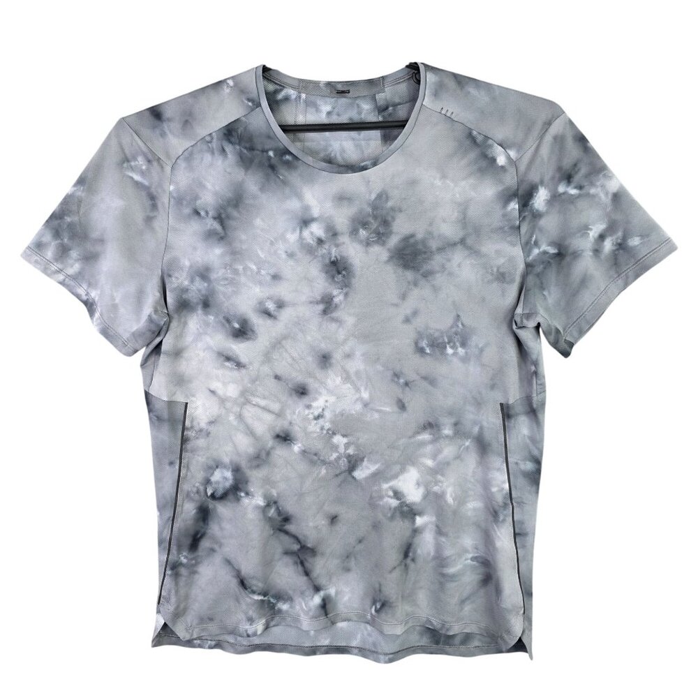 Mens Lululemon Gray Tie-Dye Performance Shirt Short Sleeve Crew Neck Size L